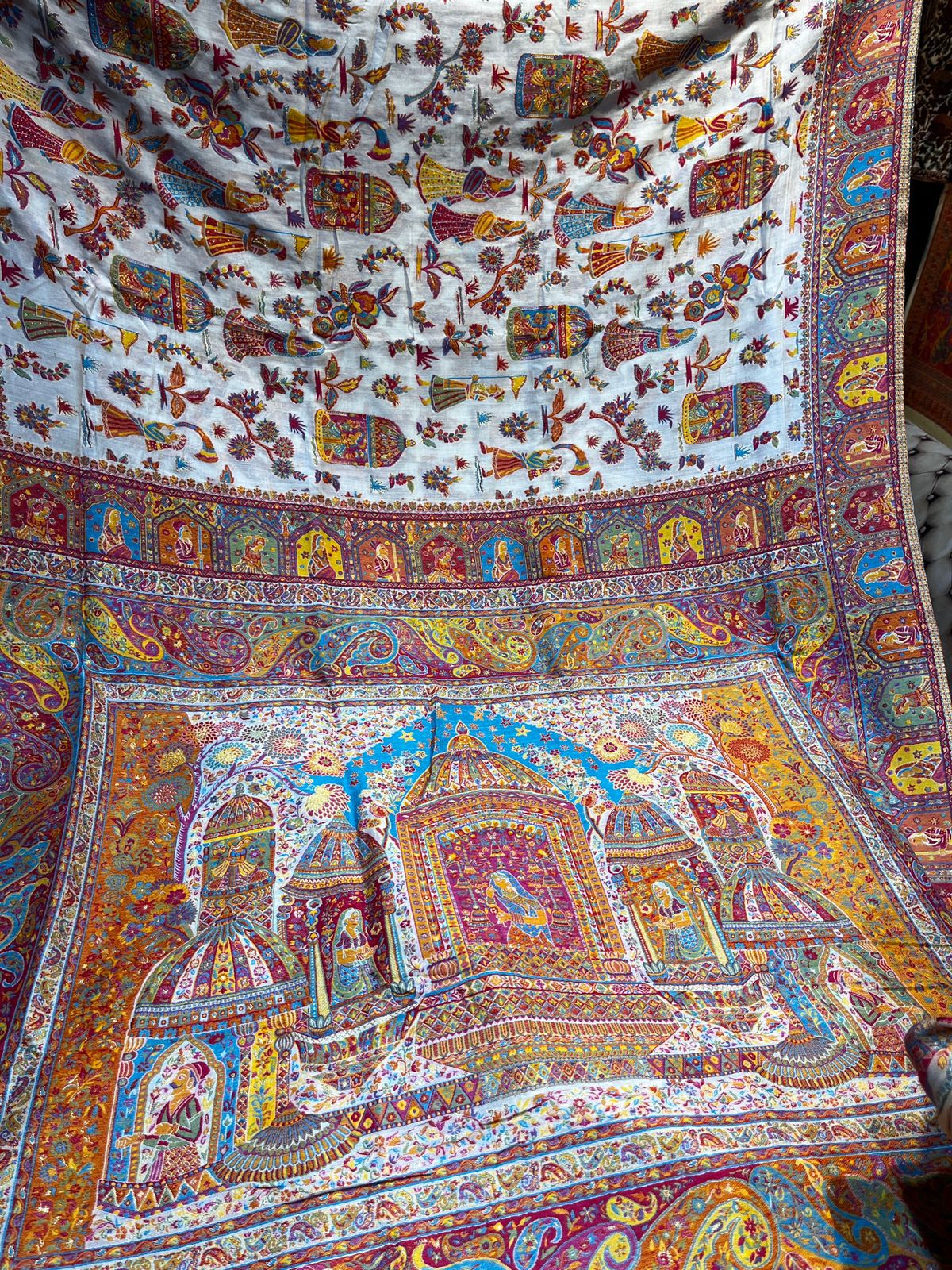 Luxurious Kashmina Silk Saree on display in ANANTNAG, showcasing vibrant colors and intricate craftsmanship.