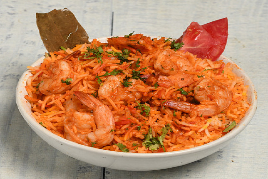 Delicious Goan Prawn Pulao served at Sussegado Souza in Goa