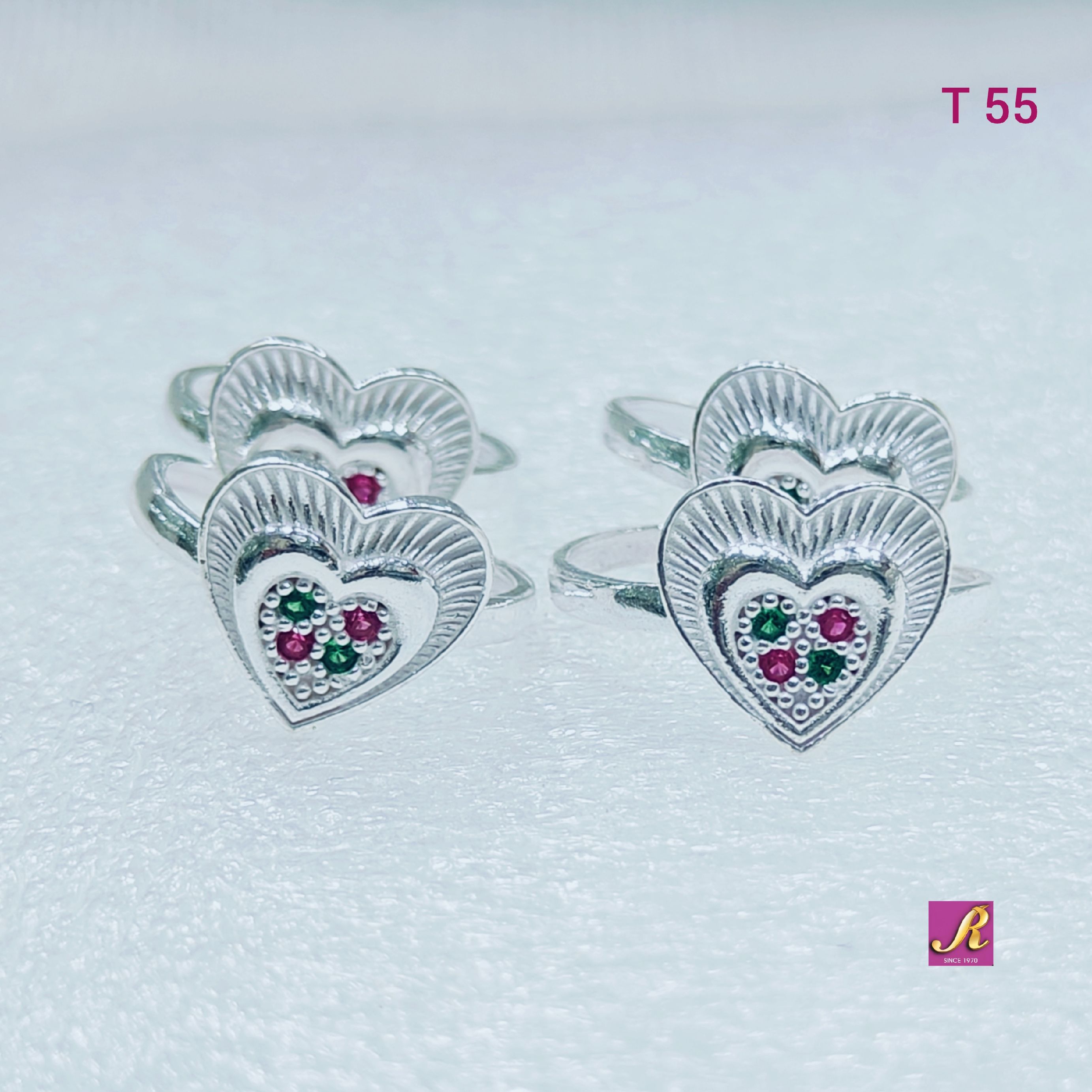 Silver Bichiya Toe Ring Heart Design