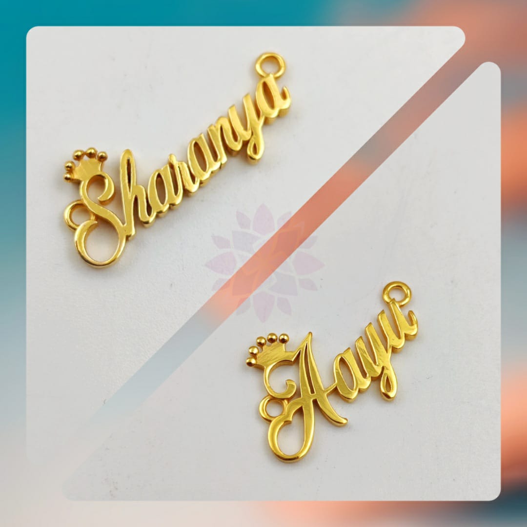 Custom Gold Name Pendant Crown Necklace