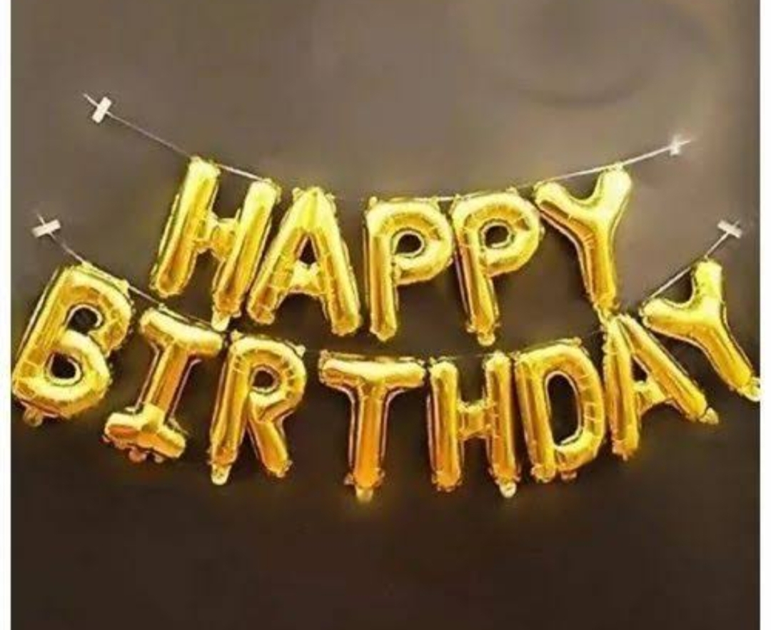 NARAYAN SINGH - Happy Birthday Gold Foil Balloon Banner Set in ANANTHAPUR