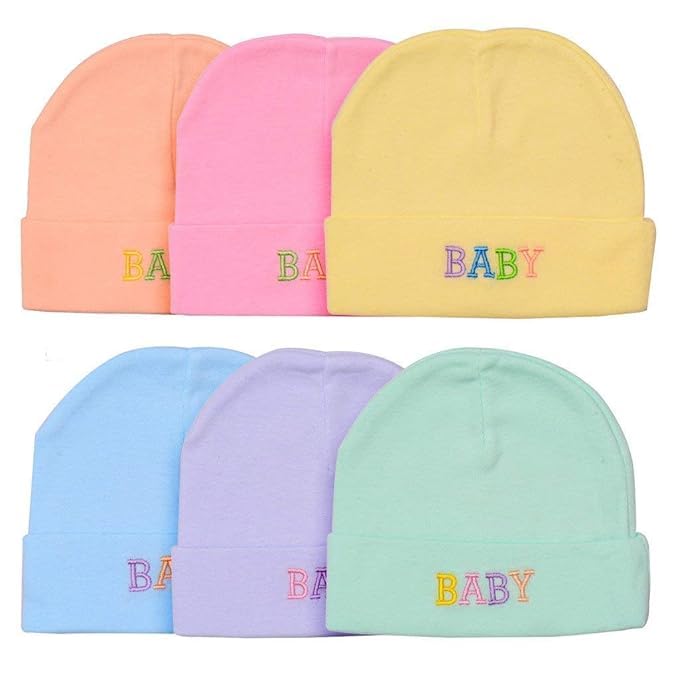 Newborn Baby Plain Caps Pack of 4 Multicolor