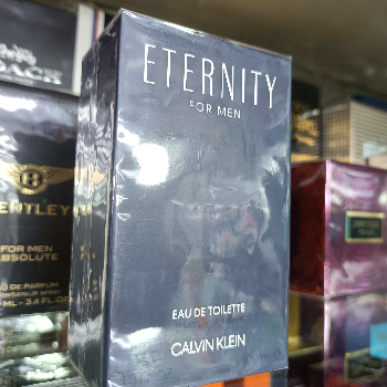 Calvin Klein Eternity perfume bottle on a stylish display with elegant branding in Kolkata