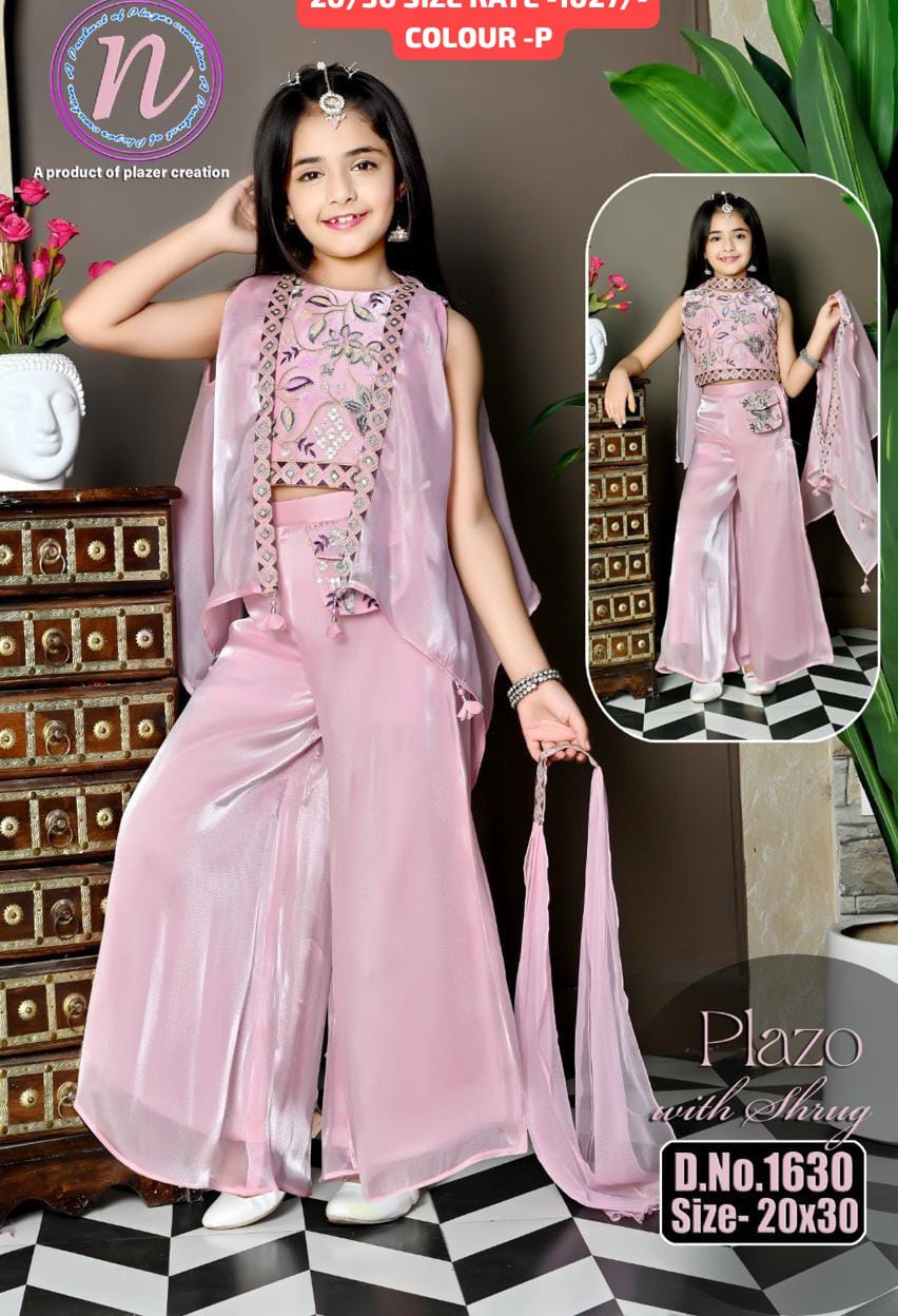 BABY KIDS AND CHILDREN WEAR - Premium Plazo Set Party Wear Ensemble in Vyara